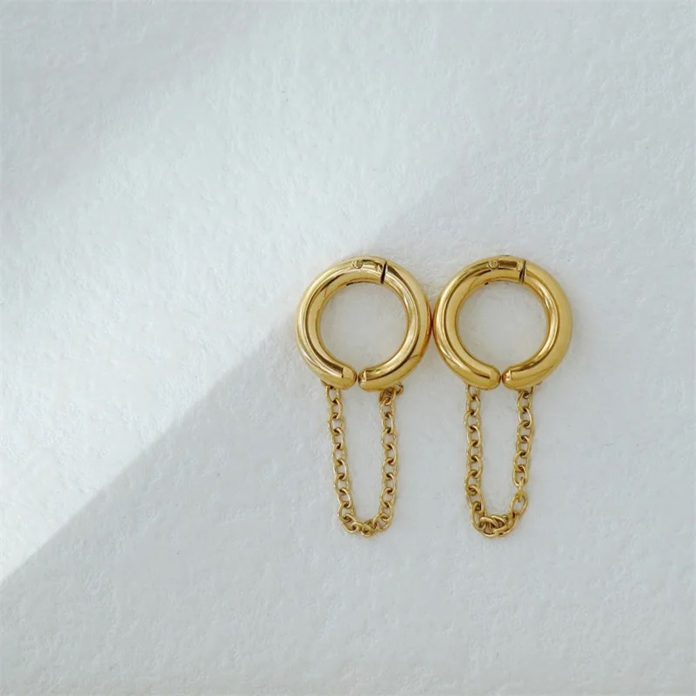 Gold Minimalist Ear Cuff Earrings - Picture 2 of 2